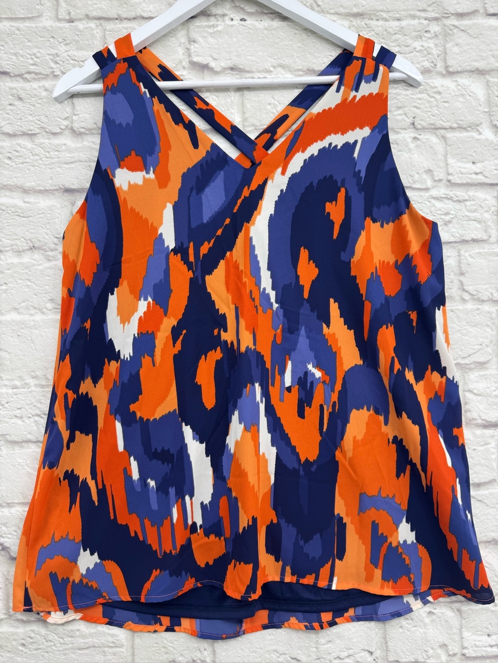 Adrienne Sydney Top Auburn Spirit Abstract Print Sleeveless Tank Size Medium